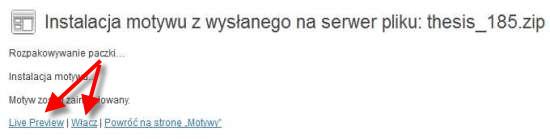 Podgląd i aktywacja szablonu na bloga